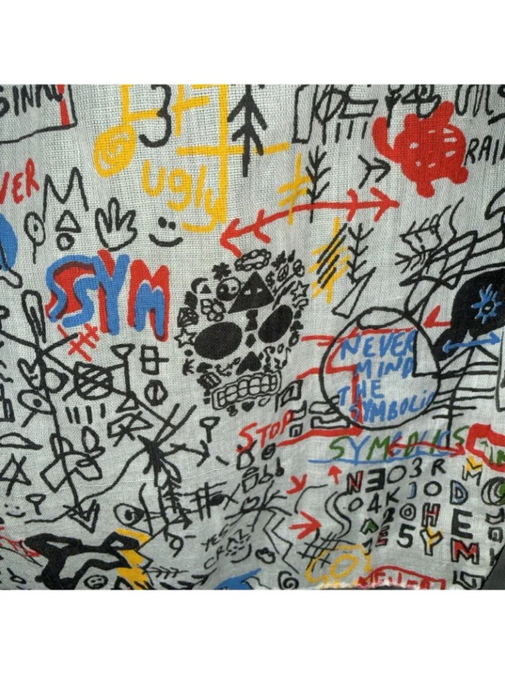 Jean Michel Basquiat Skulls Scarf Shawl Never Mind The Symbolic RARE Cotton VTG